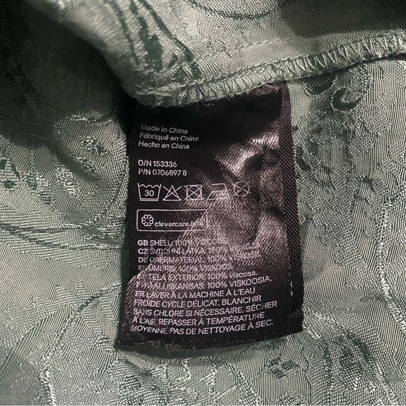 H&M Green Jacquard Paisley Print Weave Button Up Lace Dress - Picture 8 of 9